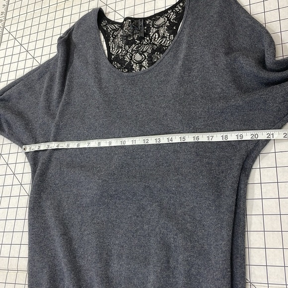 Guess dark gray tunic sweater w scoop neck and black lace back - Picture 6 of 10
